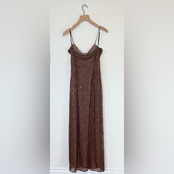 House of CB LUCIANNA Espresso Lace Maxi Dress , sz : medium - Picture 6 of 16